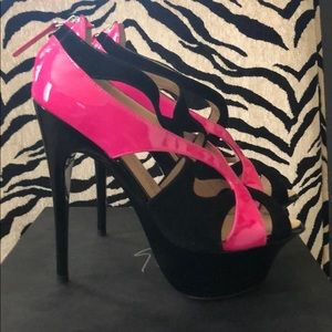 Pink/black Giuseppe Zanotti platform heels